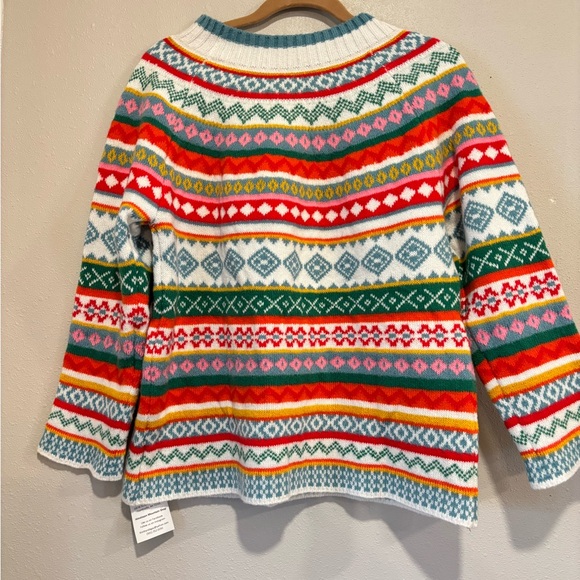 Colorful Fair Isle Nordic Sweater Cozy Winter Ski Lodge Knit Boden Style L - Picture 6 of 7